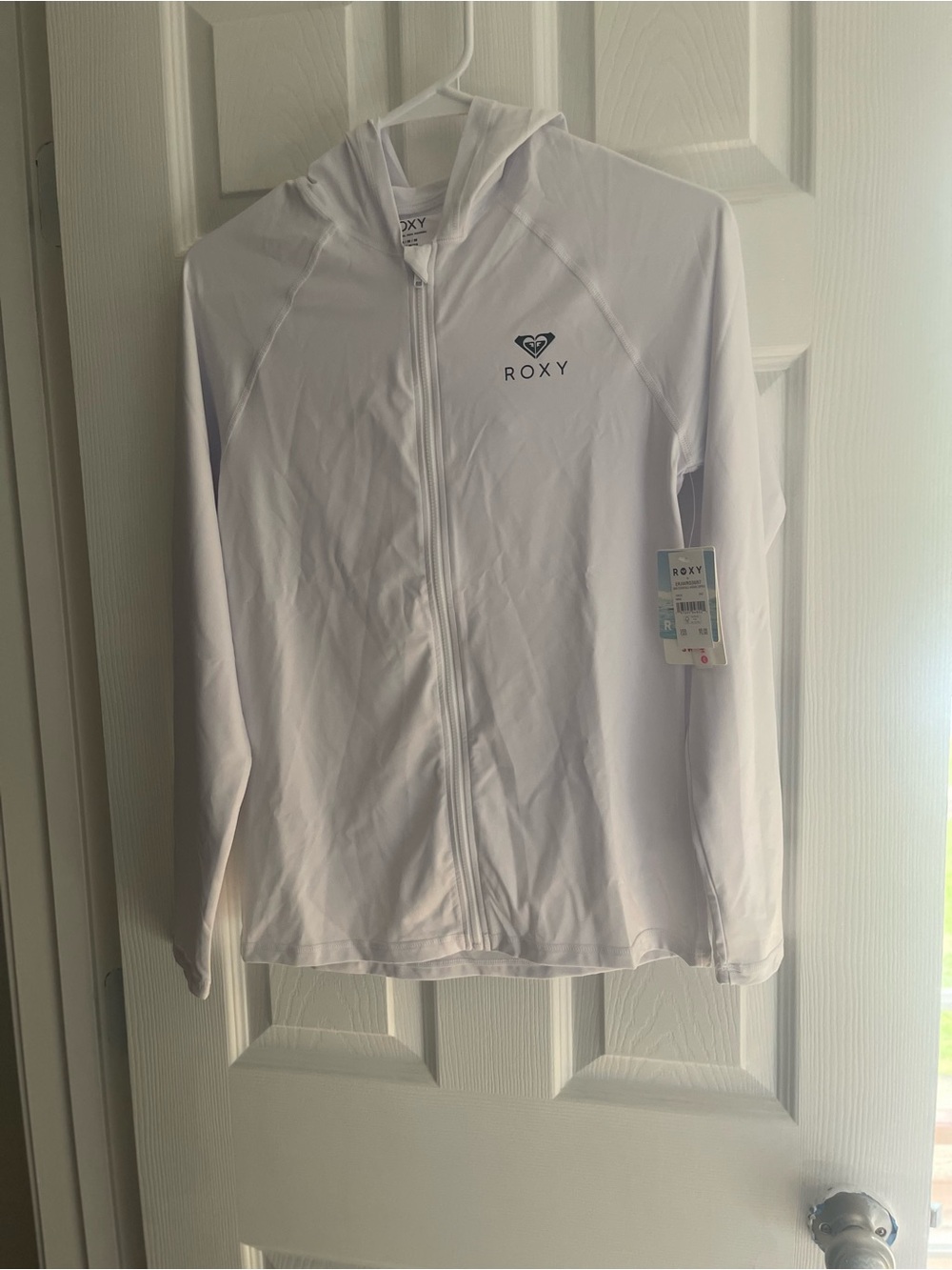 NWT Roxy White Hooded Full Zip Rash Guard Swim Jacket M